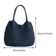 thumbnail image 3 of husxh Women Vintage Shoulder Bag Large Capacity Retro Straw Handbag Hasp Closure Simple Weaving Handbag Ladies Summer Daily Bag, 3 of 9
