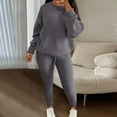 thumbnail image 2 of hotojiny Plus Size Lounge Sets for Women 2 Piece Knit Long Sleeve Tops with Slim Pants Outfits Loungewear, 2 of 6
