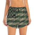 thumbnail image 2 of Xecao's Jungle Green Camo USA Flag for a double-layer running short for women, perfect for gym, tennis, and more, featuring a convenient pocket., 2 of 9