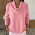 thumbnail image 2 of longantii Sweater for Women Cowl Neck Long Sleeve Lightweight Warm Pullover Sweaters Fall Outfits for Women Trendy Pink XL, 2 of 6