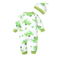 thumbnail image 2 of Baby Boy Clothes Dinosaur Print Long Sleeve Romper with Hat Newborn Infant Jumpsuit Outfits 3-6 Months, 2 of 6