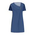 thumbnail image 3 of Hvot&aat Womens Skew V Neck Casual Dress, Short Sleeve Loose A-Line Summer Solid Color Swing Mid-Calf Lenght Dresses, 3 of 4