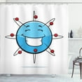 thumbnail image 1 of Smile Shower Curtain, Cheerful Atom Scientific Illustration, Fabric Bathroom Set with Hooks, 69W X 75L Inches Long, Dark Pink Pale Sky Blue Charcoal Grey and Deep Sky Blue, by Ambesonne, 1 of 3