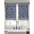 thumbnail image 2 of Navy Blue Floral Sheer Curtains 54 Inch Length 2 Panels Set Window Treatments, Ethnic Tribe Abstract Art Flowers Rod Pocket Semi Curtains for Living Room/Bedroom/Kitchen Décor, 104"W x 54"L, 2 of 7