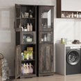thumbnail image 6 of 67" Tall Slim Storage Cabinet w/ Glass Doors & Adjustable Shelves+Drawer, MDF Freestanding for Bathroom/Kitchen/Small Spaces, 6 of 9