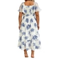 thumbnail image 4 of Erwazi Summer Dresses for Women Print Square Neck Short Sleeve A Line Dress Trendy Casual Style for Daily Wear Outdoor Activities Relaxed Daily Look Dresses, 4 of 6
