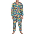 thumbnail image 3 of Picia Colorful Fish 1 Pattern Men’s Long-Sleeve Sleepwear Set - Soft 2-Piece Loungewear with Pockets, Comfy PJs for Relaxing Nights-Medium, 3 of 7
