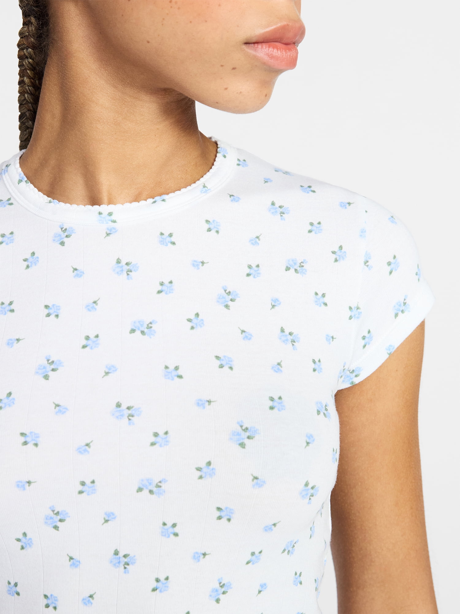No Boundaries Cotton Stretch Drop Needle Baby Tee, Women's XS-XXXL