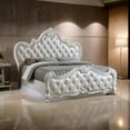 thumbnail image 6 of Venta Queen Size Bed, Pearl White Button Tufted Faux Leather Upholstery, 6 of 6