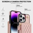 thumbnail image 3 of Crossbody Wallet Case for iPhone 14 Pro, RFID Blocking Zipper Handbag Purse Flip Cover, Kickstand Folio Case Card Slots Holder Wrist Strap Lanyard, 3 of 9