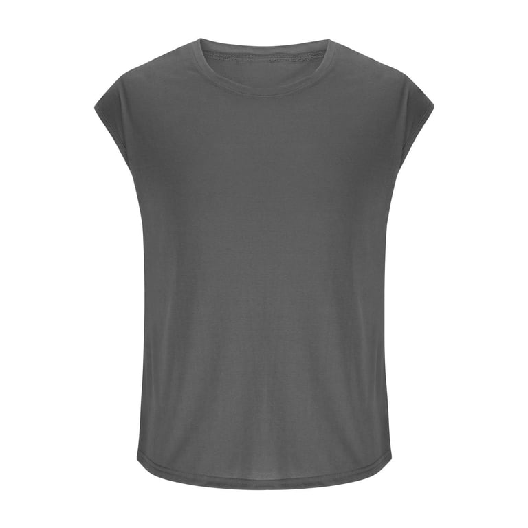 Men's Cap Sleeve Muscle T Shirt Casual Loose Fit Crewneck Gym