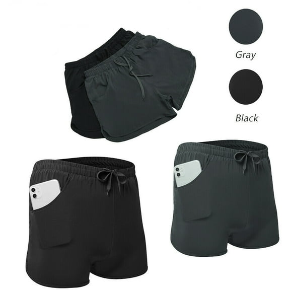 Men’s Running Shorts Quick Dry Gym Athletic Workout Shorts for Men with Pockets, Black, S