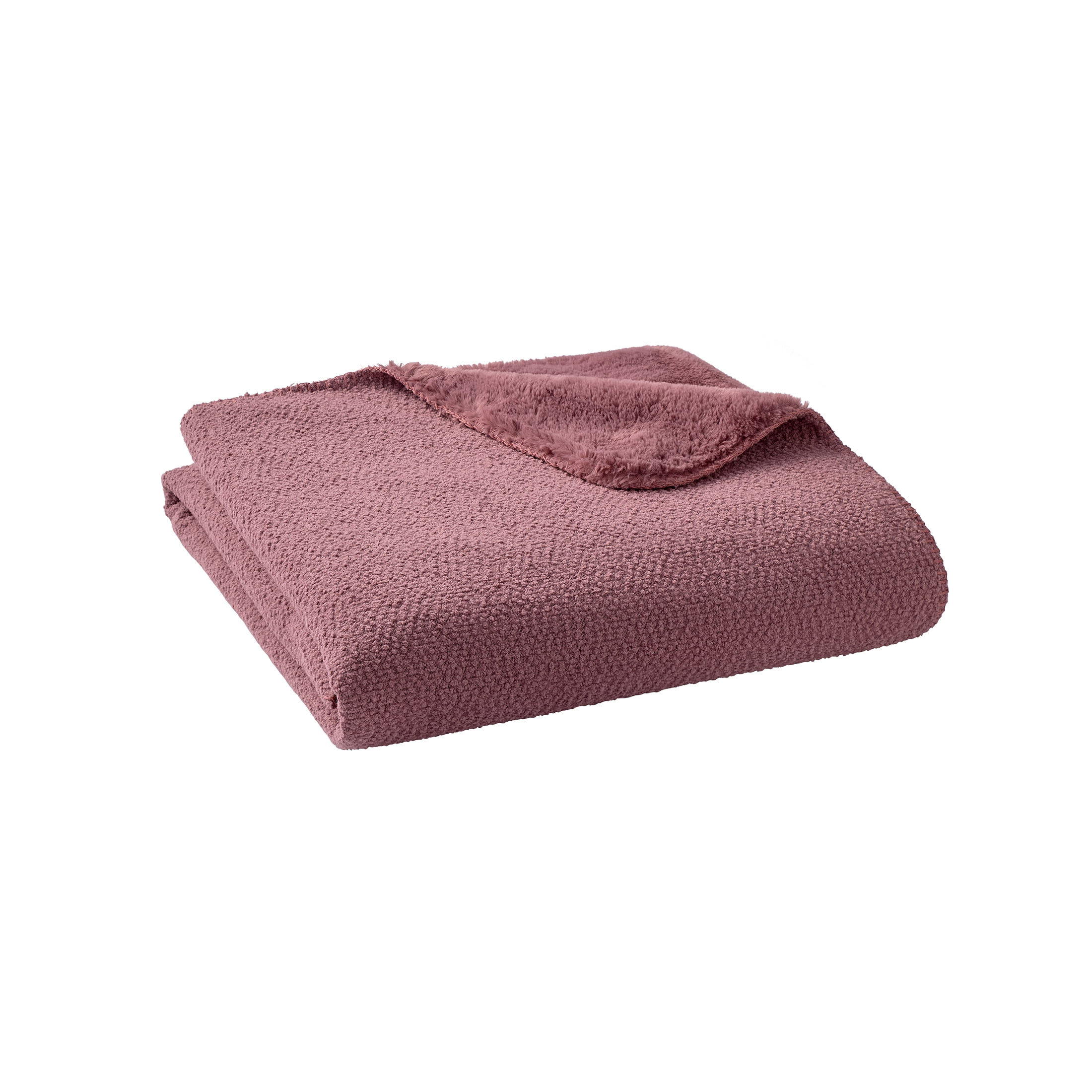 Better Homes & Gardens Violet Gem Boucle Reverse to Faux Fur Oversized Throw, 50 in x 72 in