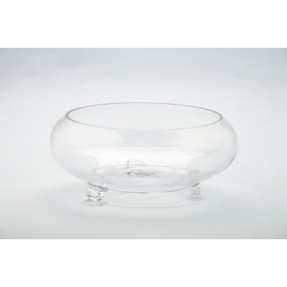 CC Home Furnishings 9.5" Cylindrical Round Glass Vase with Pedestal