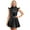 Black, variant on TiaoBug Women's Metallic Sleeveless Club Disco Holographic Dress Wet Look Pleated Dresses Green M