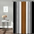 thumbnail image 3 of Shower Curtain Black Brown Stripe Shower Curtains for Bathroom Decor Boho Style Shower Curtain Sets with Hooks Waterproof Fabric Bath Curtain Extra Long 72" X 84", 3 of 4