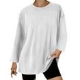 thumbnail image 2 of Sweatshirt Women Cotton Shoulder Drop Long Sleeved Round Neck Solid Color T-shirt Elegant Tunic Tops Fall Winter Casual Loose Pullover Blouses Comfortable Fashion Activewear Size S-XXL, 2 of 5