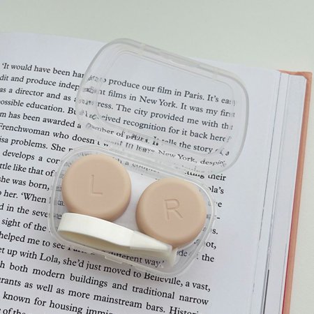 New Cute Portable Container Makeup Storage Box Contact Lens Case Beauty Pupil BEIGE