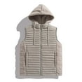 thumbnail image 6 of Mens Puffer Vest Outerwear Coats Winter Warm Down Puffy Vests Lightweight Sleeveless Padded Jacket with Sherpa Hooded Khaki 2XL, 6 of 6