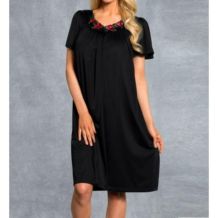 

Women s Shadowline 36280 Petals Short Sleeve Gown (Black S)