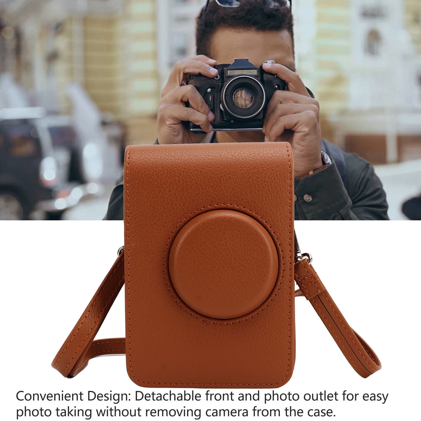 Retro Camera Pouch Case PU Leather Camera Case Film Accessories Case Bag with Adjustable Shoulder Strap Camera Bag with Soft PU Leather Material