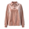 thumbnail image 5 of Dagugfen Sweatshirts for Women Velvet Fuzzy Fleece Quarter Zip Lapel Neck Comfy Breathable Soft Casual Pullover Shirts(S,Pink), 5 of 5
