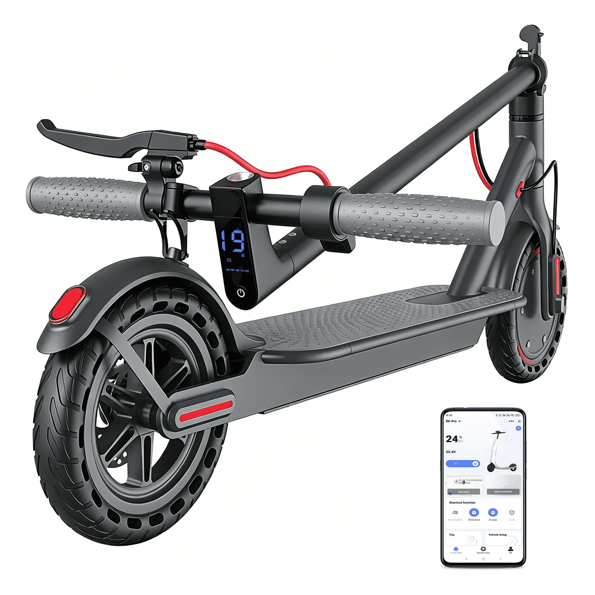 Electric Scooter for Adults, 8.5 Adult Electric Scooter, 19 Mph, 350W Motor, 15 Miles Range, APP Control