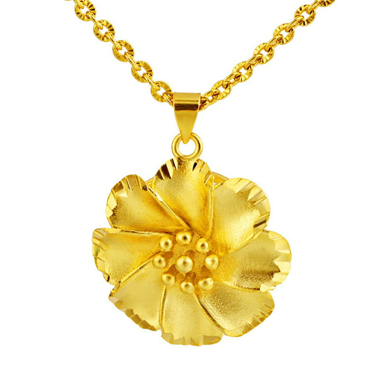 harmtty Women Gold Plated Hollow out Flower Pendant Chain Necklace Jewelry  Gift 
