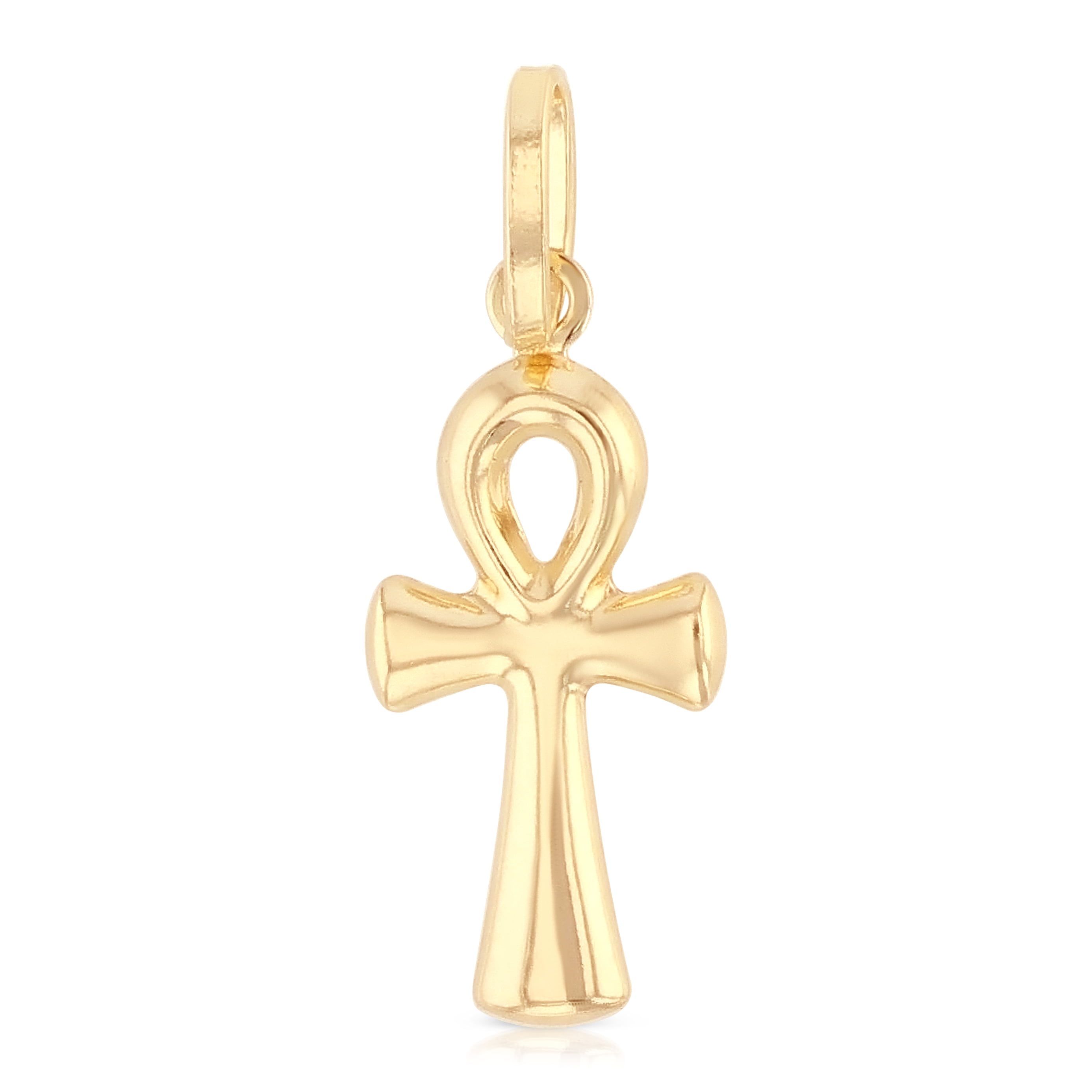 Solid Gold 0.5 grams 14KY Ankh Cross Religious Pendant Yellow