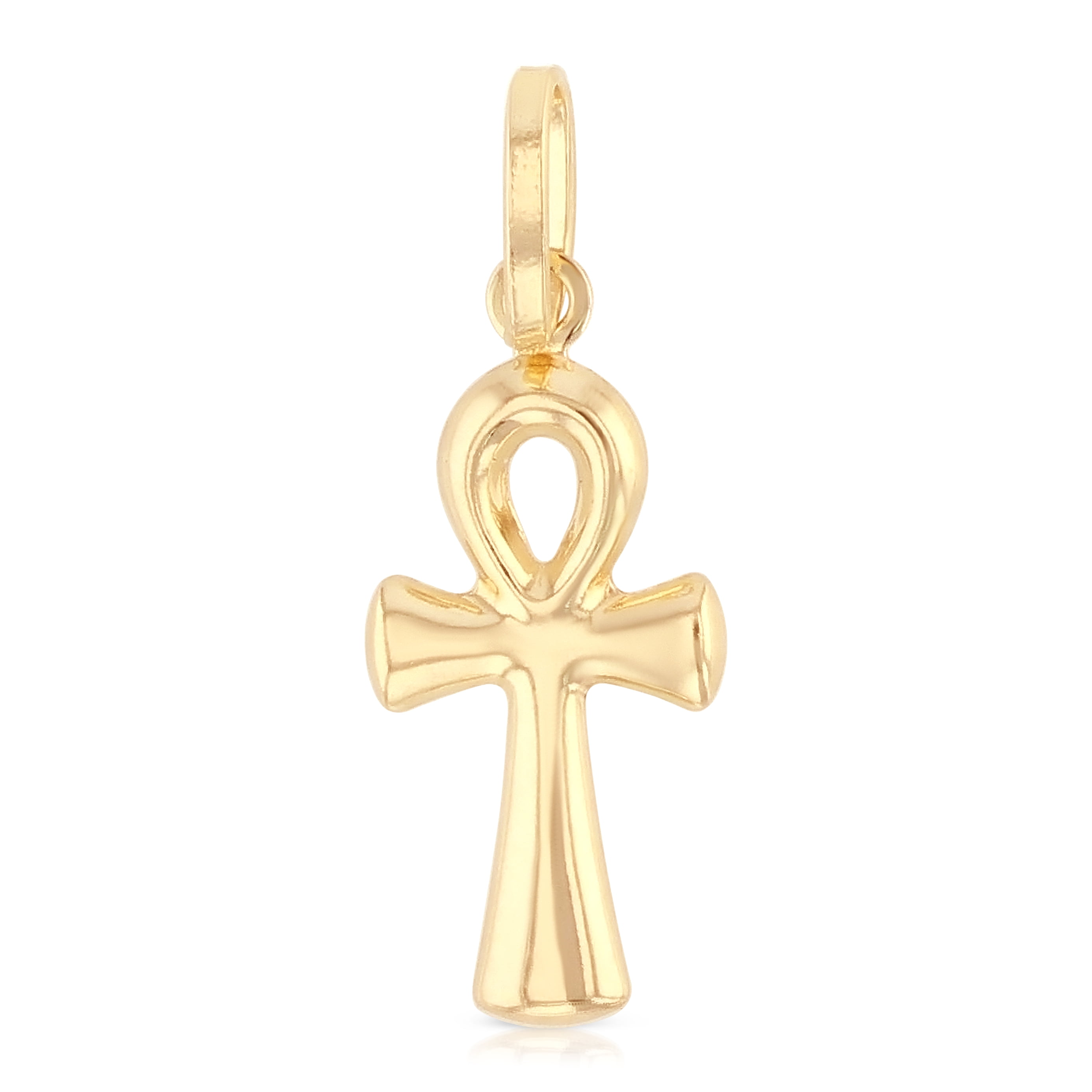 Ioka-14K Yellow Gold Egyptian Ankh Cross Religious Charm Pendant For ...