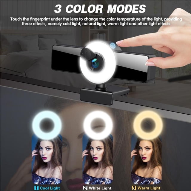 Caméra Web 8K Haute Définition Complète Mise au Point Automatique Remplissage Caméra d'Ordinateur Remplissage Caméra d'Ordinateur Lumière Caméra avec Micro Caméra d'Ordinateur