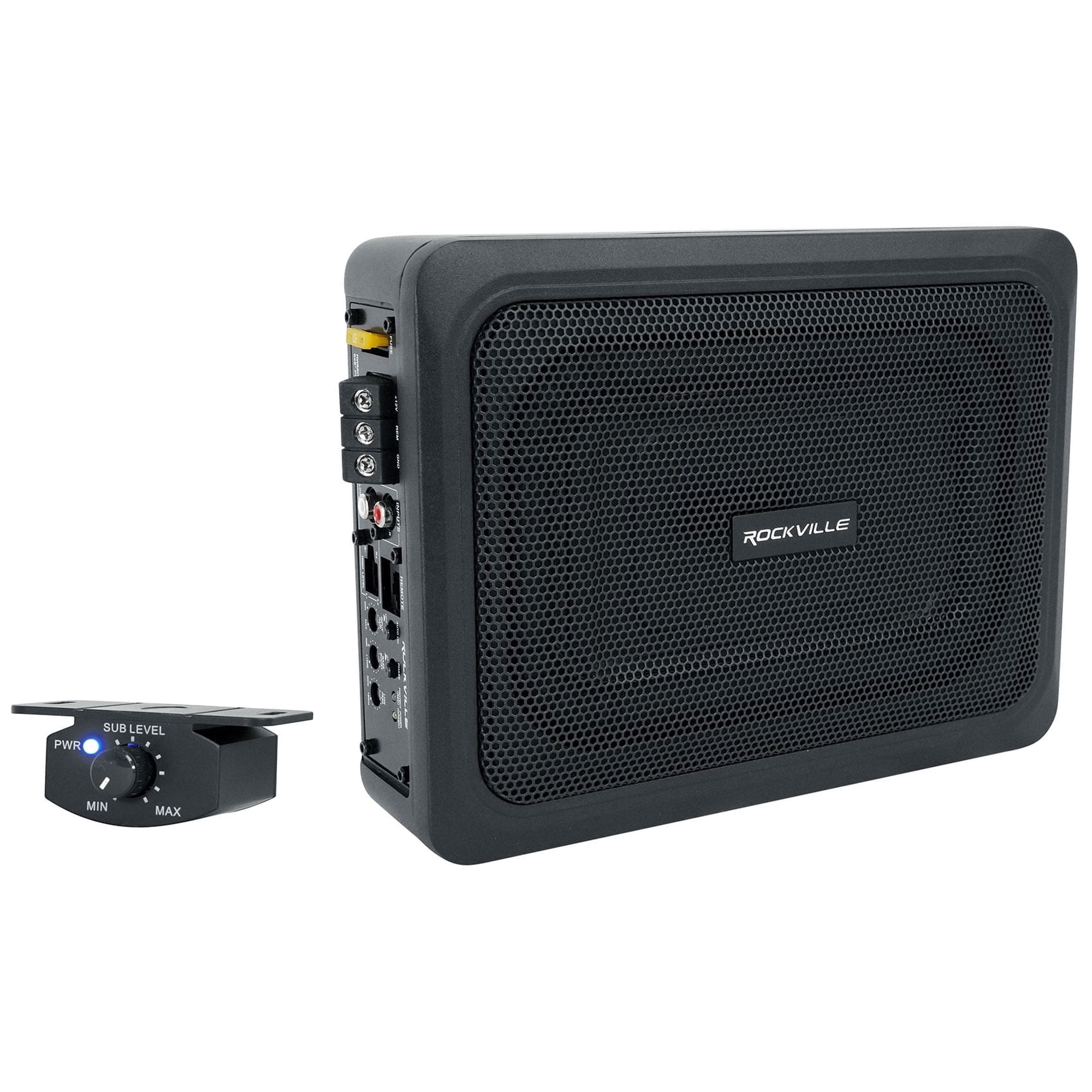 Rockville RW68CA 6x8" Slim Under-Seat Powered Car Subwoofer, 400W Peak, 100W RMS, 4 Ohm, Cast Aluminum Enclosure