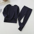 thumbnail image 2 of KAUOD Boys Girls 2 Piece Thermal Shirt Pants Set Plain Long Sleeve Crew Neck Cotton Sweater Joggers Pants Undershirts Clothes, 2 of 3