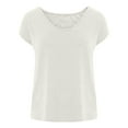 thumbnail image 4 of QUINDOS Summer Women T-Shirts White Short Sleeve Plus Womens Tops Solid Birthday V-neck Tops, 4 of 5