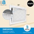 thumbnail image 2 of Simply Filters 17.5x27x1 MERV 8, MPR 600, AC Furnace HVAC Air Filter (4 Pack), 2 of 8