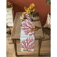 thumbnail image 5 of Red Coral Table Runner 60 Inches, Coastal Shell Summer Beach Stripe Nautical Bed Runner Dresser Scarves Tabletop for Indoor Outdoor Parties/Ceremony/Banquet, 13" x 60", 5 of 8