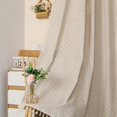 thumbnail image 1 of 1 Pair Blue Daisy Linen Curtains Rustic Country Style Light Filtering Rod Pocket Window Drapes Beige Tassels, 52" W x 84" L, 1 of 7