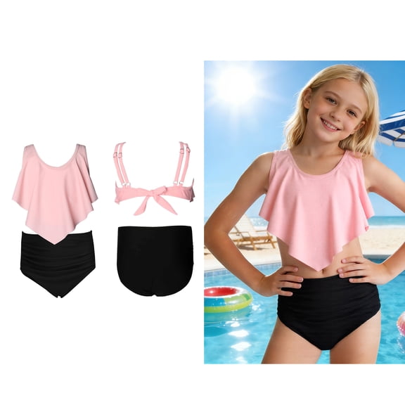 Girls Two Piece Swimsuit Bikini Sets Beach Ruffle Bathing Suits Cute Kids Bathing Suits Girls 4-5 Years