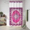 thumbnail image 6 of No Hook Shower Curtain, Pink Geometric Shower Curtains for Bathroom with See Through Top Window, Middle Century Boho Ethnic Abstract Southwestern Waterproof & Washable Bath Curtain Narrow 54"x78", 6 of 9