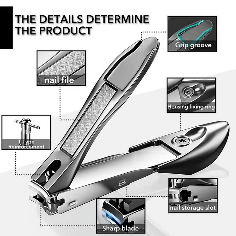 Durable Stainless Steel Nail Clippers with Catcher for Thick Nails - Sharp  and Easy to Use for Men and Women