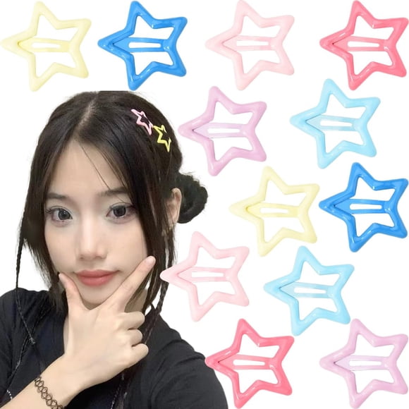 Star Hair Clips for Women Girls Star Hair Accessories for Girls Snap Hair Clips for Women Teen Girls Kawaii Hair Clips for Girls Y2K Hair Accessories for Women Girls 6 Pairs Hair Barrettes for Women