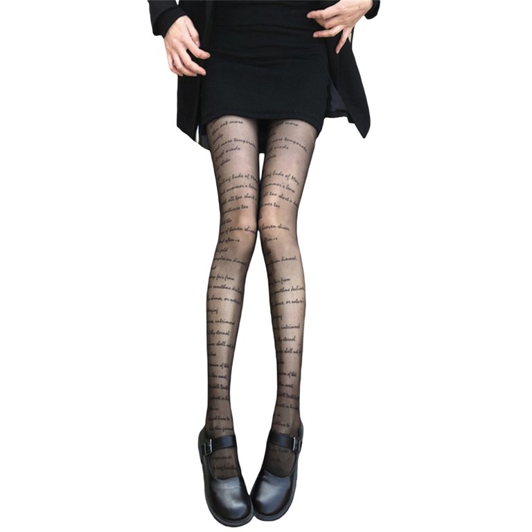 Women's Stockings, Love Printing, Hollow Mesh Design, High