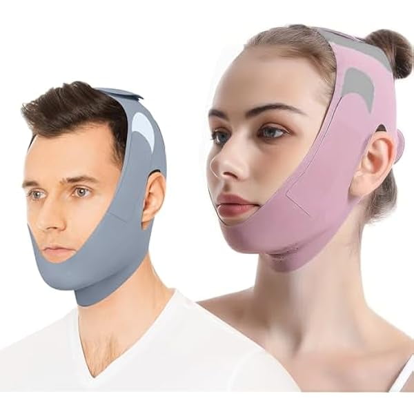 AoVoTo Anti Snore Chin Strap for CPAP Users Snore Stopper with Adjustable Chin Strap for Sleeping Comfortable Stop Snoring Solution Anti Snoring Devices Breathable and Reusable (Two Couple Outfits)
