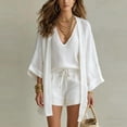 thumbnail image 7 of Neewe Women Summer Cotton Linen Short Sets 3 Piece Shorts Top Lounge Beach Vacation Three Piece Outfits Tracksuits, 7 of 7