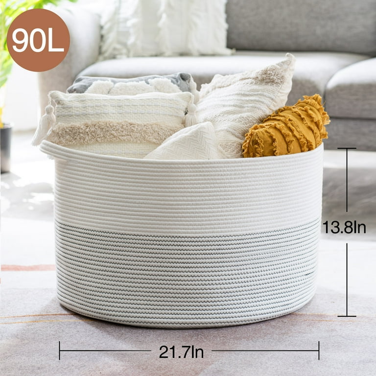 Throw Blanket Storage Basket For Blankets In Living Room HICHEN