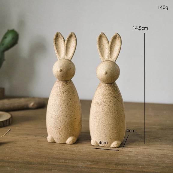 Wooden Easter Bunny Figurine Wood Unpainted for DIY - Friendly for Easter Bunny Figurines – Rabbit Statues for Spring Home Table Decor – Vintage Easter Decoration