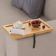 thumbnail image 4 of Bandeja para Reposabrazos de Sofá con Soporte para Teléfono, Mesa Auxiliar de Madera con Superficie Empotrada para Bebidas y Aperitivos, Mini Mesa de Centro Beige con Ranura de Almacenamiento y Clip, 4 of 6