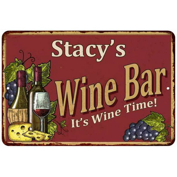 Stacy's Red Wine Bar Gift Metal 8x12 Sign Home Decor 108120054181