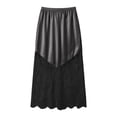 thumbnail image 4 of Wxolcjlv Womens Satin Maxi Skirt Elastic Waist Lace Panel Hem Skirts, 4 of 4