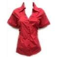 thumbnail image 5 of Womens Stretch Woven Button Down Short Sleeve Shirt, 5 of 7